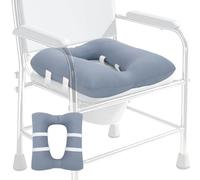 RoamReady Bedside Commode Cushion, Machine Washable Padded Toilet seat Cushion, Soft Padded Toilet seat Riser for Seniors, Portable Commode Pads for Adult, 17" x 14" with 4 Fixing Straps, Blue