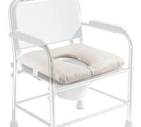 RoamReady Bedside Commode Cushion, Seniors Portable Seat Cushion for Toilet/Shower/Bedside, Universal Fit Commode Padded Seat for Elderly, Seats Pad Cover Toilet Seats 17x17 with Fixing Straps (Gray)