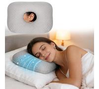 RoamReady Cooling Ear Piercing Pillow for Side Sleepers, Earring Pillow with Hole for Sleeping, Washable Donut Pillows For Piercing, Cnh, Headphone, Ear Pain And Pressure Relief, Gray