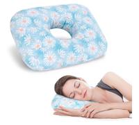 RoamReady Ear Piercing Pillow for Side Sleeper with Hole for Relief Ears Pain CNH Piercing Pain Sleeping Pressure Sore, Comfortable Support Ear Guard Pillow To a Restful Sleep, Blue and White Daisy