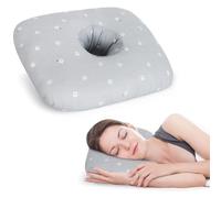 RoamReady Ear Piercing Pillow for Side Sleeper with Hole for Relief Ears Pain CNH Piercing Pain Sleeping Pressure Sore, Comfortable Support Ear Guard Pillow To a Restful Sleep, Gray White Flowers