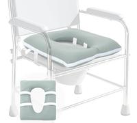 RoamReady Inflatable Bedside Commode Cushion, Machine Washable Padded Toilet Seat Riser for Seniors with Removable Pillowcase, 17" x 14" Cushioned Toilet Seat Cover with PVC Airbag Liner, Green