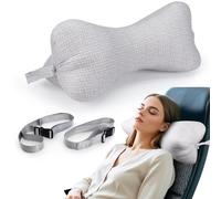 RoamReady Neck & Cervical Pillows, Dog Bone Shaped Neck Pillow with Fixed Rope & Have Loops on End, for Chiropractic Lumbar Spine, for Car Bus Truck Driving Travel Comfort Head Rest Support,Gray