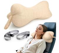 RoamReady Neck & Cervical Pillows, Dog Bone Shaped Neck Pillow with Fixed Rope & Have Loops on End, for Chiropractic Lumbar Spine, for Car Bus Truck Driving Travel Comfort Head Rest Support,Yellow