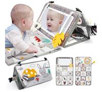 RoamReady Tummy Time Mirror for Babies 0-6 Months Newborn Infant Baby Sensory Toys Brain Development with Crinkle Cloth Book and Teething Toy for Boy Girl Gifts Baby Newborn Essentials