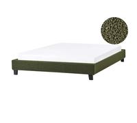Beliani Bed Without Headboard Boucle Roanne 140 X 200 Cm (Eu Double) Dark Green