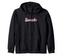 Roanoke Virginia Blue Ridge Vintage Varsity Distressed Zip Hoodie