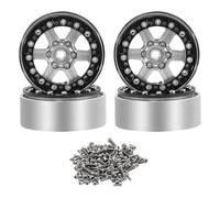 RoaQinFo 4Pcs RC Crawler Toy Car Rims Aluminum Replacement Wheels Professional Accessories Easy to Assemble Suitable for Repair Workshop Model, Silver