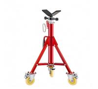 RoaQinFo Adjustable Tube Support Sturdy Steel Tripod Pipe Stand Central Screw Height Adjustable Tool Support with Caster Wheels Locking Band Side Bracing Suitable for Workshop Maintenance DIY Projects