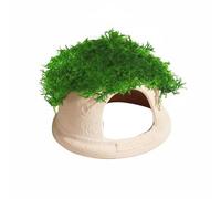 RoaQinFo Aquarium Ceramic Cave Tunnel Ornament Decor Aquarium Material Hollow Refuge For Fish And Snails Suitable for freshwater tanks planted aquariums home, Moss Igloo