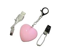 RoaQinFo Bag Lamp Mini Touch Keychain Heart Pocket Accessory USB Rechargeable PP Metal Chain Suitable for Bedroom Children's Room Amb, Pink