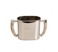RoaQinFo Barware Serving Tray Beverage Bucket Drink Tub With Handles Polished Stainless Steel Structure Resin Touches Suitable, Silver Ice Bucket With Mother-of-pearl Handle, 35x10.5x18cm