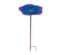 RoaQinFo Bird Baths, Bird Feeders with Stake, Iron, 25 Cm Diameter, Gifts, Garden Bird Feeder, Bath, Purple Blue