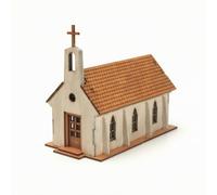 RoaQinFo Building DIY Assembling Model Kit Wooden Architecture Set Puzzle Diorama Hobby with Removable Roof Paintable Craft Suitable for Teens Adults Creative workshops, 91054 Europe Church