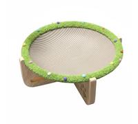 RoaQinFo Cat Hammock Lounger Bed Scratcher Pet Bed Elevated Frame Round Scratcher With Balls Solid Wood And Sisal For And Longevity suitable for indoor cats small dogs apartment decoration, L