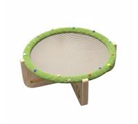 RoaQinFo Cat Hammock Lounger Bed Scratcher Pet Bed Elevated Frame Round Scratcher With Balls Solid Wood And Sisal For And Longevity suitable for indoor cats small dogs apartment decoration, S