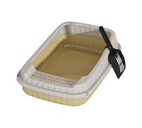 RoaQinFo Cat Litter Toilet, Removable, Open Lieutenant Colonel Blue, Kitten Potty Toilet for Small Medium Large Cats Small, Light yellow
