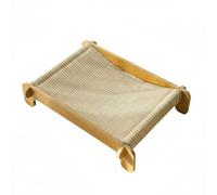 RoaQinFo Cat Scratching Bed Raised Hammock Lounger Sturdy Wooden Sisal Scratcher Surface Large Relaxing Space Breathable Design suitable for indoor cats condos cozy nooks, Linen Mat