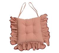 RoaQinFo Chair Cushion with Ruffled Edge, Thickened, for Dining Room Chairs, Kitchen and Office, 40 X 40 Cm, with Ties, Pink