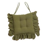 RoaQinFo Chair Cushion with Ruffled Edge, Thickened, for Dining Room Chairs, Kitchen and Office, 40 X 40 Cm, with Ties, Green