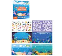RoaQinFo Children Static Sticker Book with Reusable Vinyl Stickers Interactive Learning Activity Book Themed Play Toy Suitable, Ocean Theme, Featuring Marine Animals and Underwater Scenes