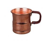 RoaQinFo Copper Drinking Vessel Copper Cup Copper Mug Copper Tumbler Copper Tankard Handmade Pure Copper with Braided Side Handle and Traditional Profile, Small Cup 60