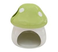 RoaQinFo Creative And Multifunctional Ceramic House for Hamsters And Small Animals, Mushroom-shaped, for Dwarf Hamsters, And, Green