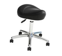 RoaQinFo Ergonomic Rolling Stool Swivel Seat Adjustable Height PU Easy Cleaning Stable Suitable for Salons Studios Spa, Black