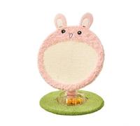 RoaQinFo Feline Scratching Pad Cat Scratcher Board Round Scratch Pad Sisal Toy Freestanding Post With Ball Track For Swatting And Chasing suitable for indoor, Pink, Rabbit