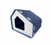 RoaQinFo Felt Cat House Enclosed Bed Cave Shelter With Scratch Panel Tear Resistant Felt Construction For Year Round Comfort Suitable for indoor cats quiet homes small, Blue And White, Two-tone
