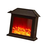 RoaQinFo Fireplace Lantern Decorative Breath Lights Fake Fireplace with LED Flickering Christmas Decoration Home Decor Patio Parties, Flat roof
