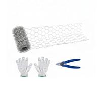 RoaQinFo Floral Shaping Mesh Hexagon Wire Mesh Roll Galvanized Netting Flexible Craft Grid Garden Support to Fit DIY Ideas, Floral Arrangement Hexagonal Wire Mesh With Pliers And Gloves