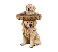 RoaQinFo Freestanding Bird Feeder with Ornamented Pedestal Compact Decorative Bird Feeder with Wood- Whimsical for Backyard, Patio,