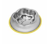 RoaQinFo Industrial Bowl Pet Feeder Stainless Bowl Cat Bowl Slow Feeder Bowl With Large Capacity And Smooth Edges Suitable for flat faced breeds long snouts portion control, Yellow, Single Bowl