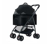 RoaQinFo Industrial Pet Dog Cat Pet Carrier with Removable Basket Three Second Folding 360 Degree Front Wheels Panoramic Mesh Panels Suitable for Travel strolls Neighborhood Walks, Black