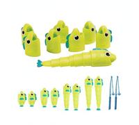 RoaQinFo Kids Fishing Toy Retractable Rod Game Expandable Catching Feature Interactive Play Skill Development Set for Children Group Activity Home Classroom, Green, Bagged 8F 2R