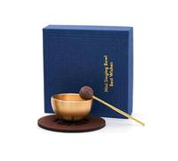 RoaQinFo Meditation Sound Bowl Compact Bell With Long Slender And Pad Felt Cushion Volcanic Rock Tip Peaceful For Mindfulness Practice Home Relaxation Office Travel, Gift Box Packaging