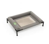 RoaQinFo Memory Foam Bed Bed Raised Pet Cot Bolster Lounger Waterproof Leather Mesh Breathable Supportive Neck Pillow Sturdy Build Portable suitable for indoor, Gray, L