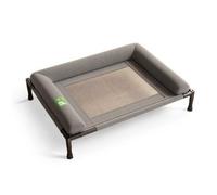 RoaQinFo Memory Foam Bed Bed Raised Pet Cot Bolster Lounger Waterproof Leather Mesh Breathable Supportive Neck Pillow Sturdy Build Portable suitable for indoor, Gray, M
