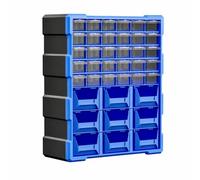 RoaQinFo Modular Parts Organizer with Drawers and Bins Heavy Duty Wall-Mountable Hardware Organizer with Transparent Drawers Stackable for Workbench, Garage, Blue