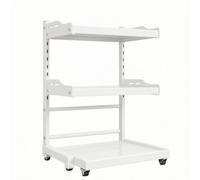 RoaQinFo Multi Level Kitchen Rack with Pull out Shelves Adjustable Carbon Steel Kitchen Storage Rack Strong Microwave Shelf with Hooks for Utility Areas, 50x35cm