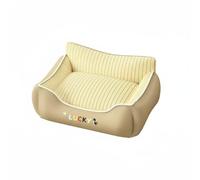 RoaQinFo Pet Sofa Bed Snug Bolster Bed Cushion Couch With Wrapped Rims And Thick Padding Breathable All Season Build Ample Suitable for cats toy dogs sofa corner night rest, Khaki, L