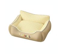 RoaQinFo Pet Sofa Bed Snug Bolster Bed Cushion Couch With Wrapped Rims And Thick Padding Breathable All Season Build Ample Suitable for cats toy dogs sofa corner night rest, Khaki, Xl