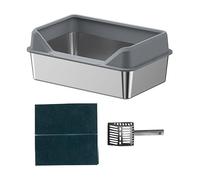 RoaQinFo Pet with, Cat Sand Tray, Cat Sandbox for Small And Large Cats, Dark Gray, 50x35x15cm