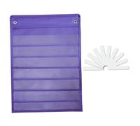 RoaQinFo Pocket Chart Organizer Transparent Hanging Chart Visual Planner with Erasable Cards Oxford Material Learning Tool Suitable for Kids, Purple