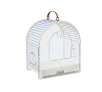 RoaQinFo Portable Bird Cage Travel Carrier Parrot Habitat Crate Kennel With Body Openings And Easy Clean Pull Out Tray Suitable for weekend trips outdoor time walks home use, Off-white, Medium