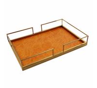 RoaQinFo Portable Breakfast Tray | Elegant, Geometric Tray with Handles, Versatile, for Coffee Table, Entryway, Orange, 38.5x26x6.5cm