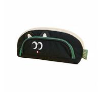 RoaQinFo Raccoon Stationery Case Pencil Case Pouch Organizer Bag with Multiple Sections Canvas Water Resistant with Easy Clean Surface Suitable for School Office Home Study, Black, Black Cat
