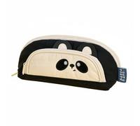 RoaQinFo Raccoon Stationery Case Pencil Case Pouch Organizer Bag with Multiple Sections Canvas Water Resistant with Easy Clean Surface Suitable for School Office Home Study, Black White, Panda