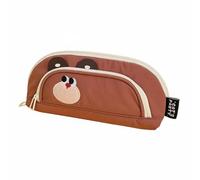 RoaQinFo Raccoon Stationery Case Pencil Case Pouch Organizer Bag with Multiple Sections Canvas Water Resistant with Easy Clean Surface Suitable for School Office Home Study, Brown, Raccoon